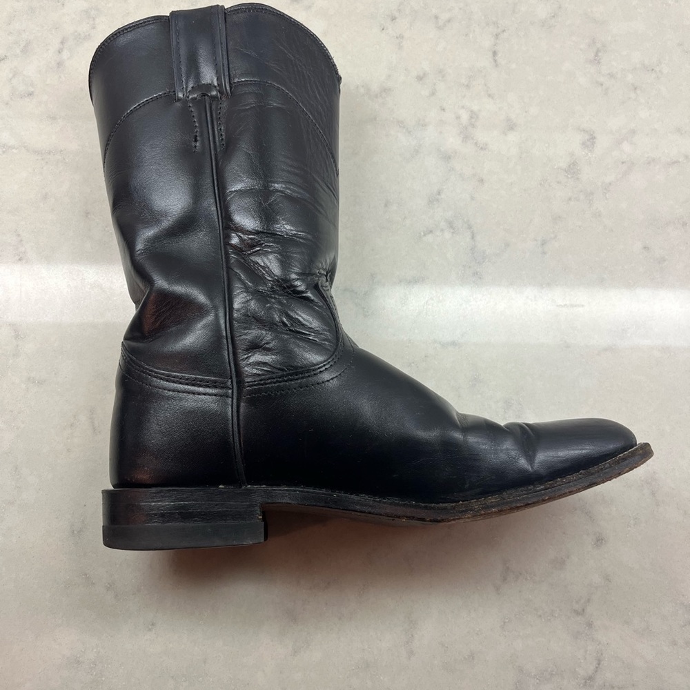 Ladies Justin Basics Black Cow Roper Boot Size 6.5 B - Picture 3 of 8